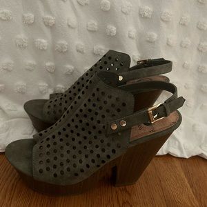 G by Guess Wooden Suede Heels size 11 M